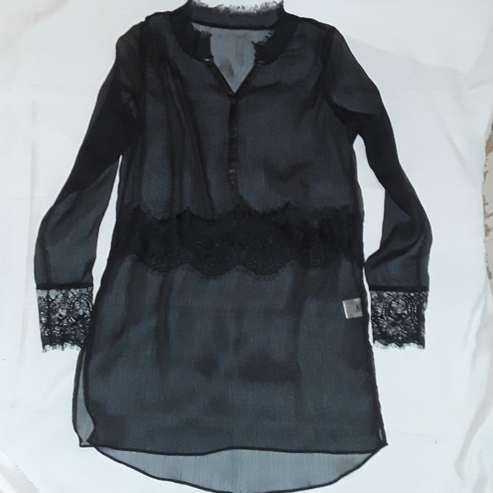 Black Shirt dress sheer/Lace